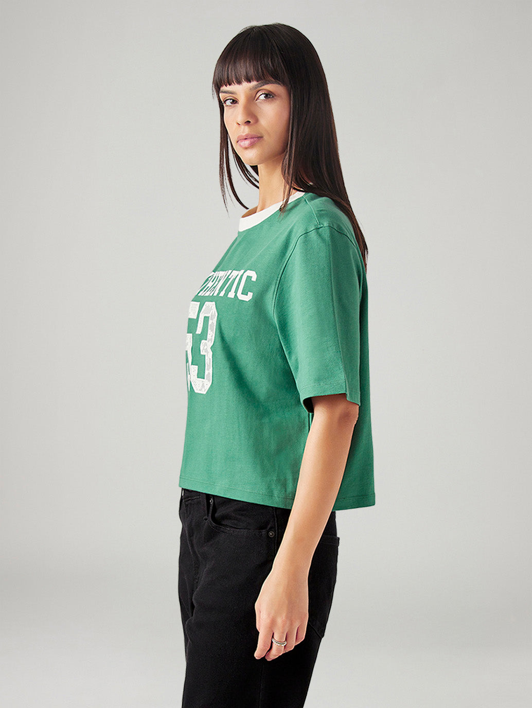 Women's Typography Printed Relaxed Fit T-Shirt - Side View