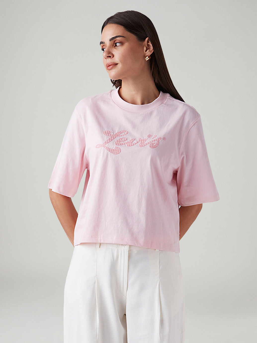 Women's Embroidered Relaxed Fit Embroidery T-Shirt - Styleshot View