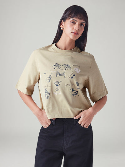 Women's Printed Relaxed Fit T-Shirt-image-7