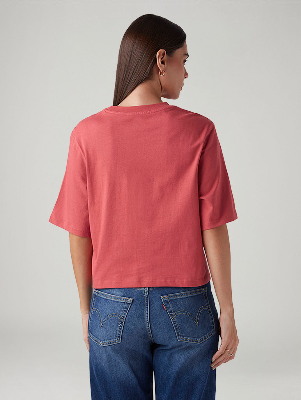 Women's Rust Relaxed Fit Embroidery T-Shirt - Back View