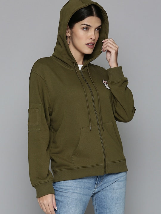 Olive green zip up cheap hoodie womens