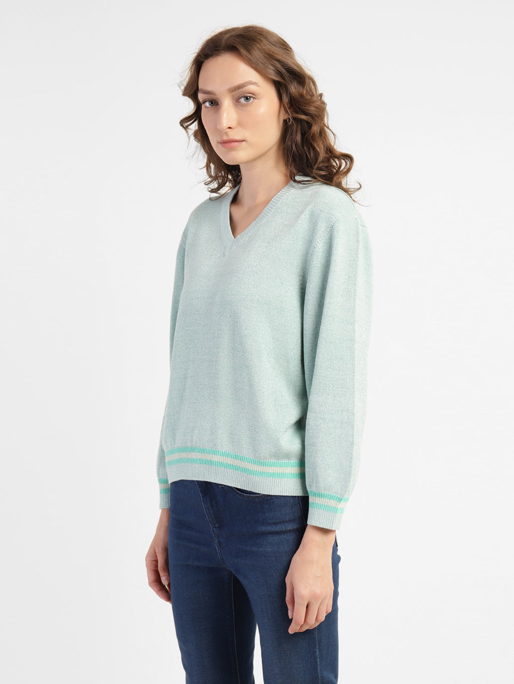 V neck hot sale sweater womens