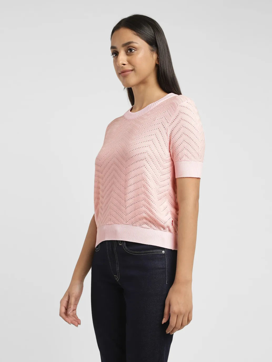 Women's Chevron Pink Crew Neck Sweater