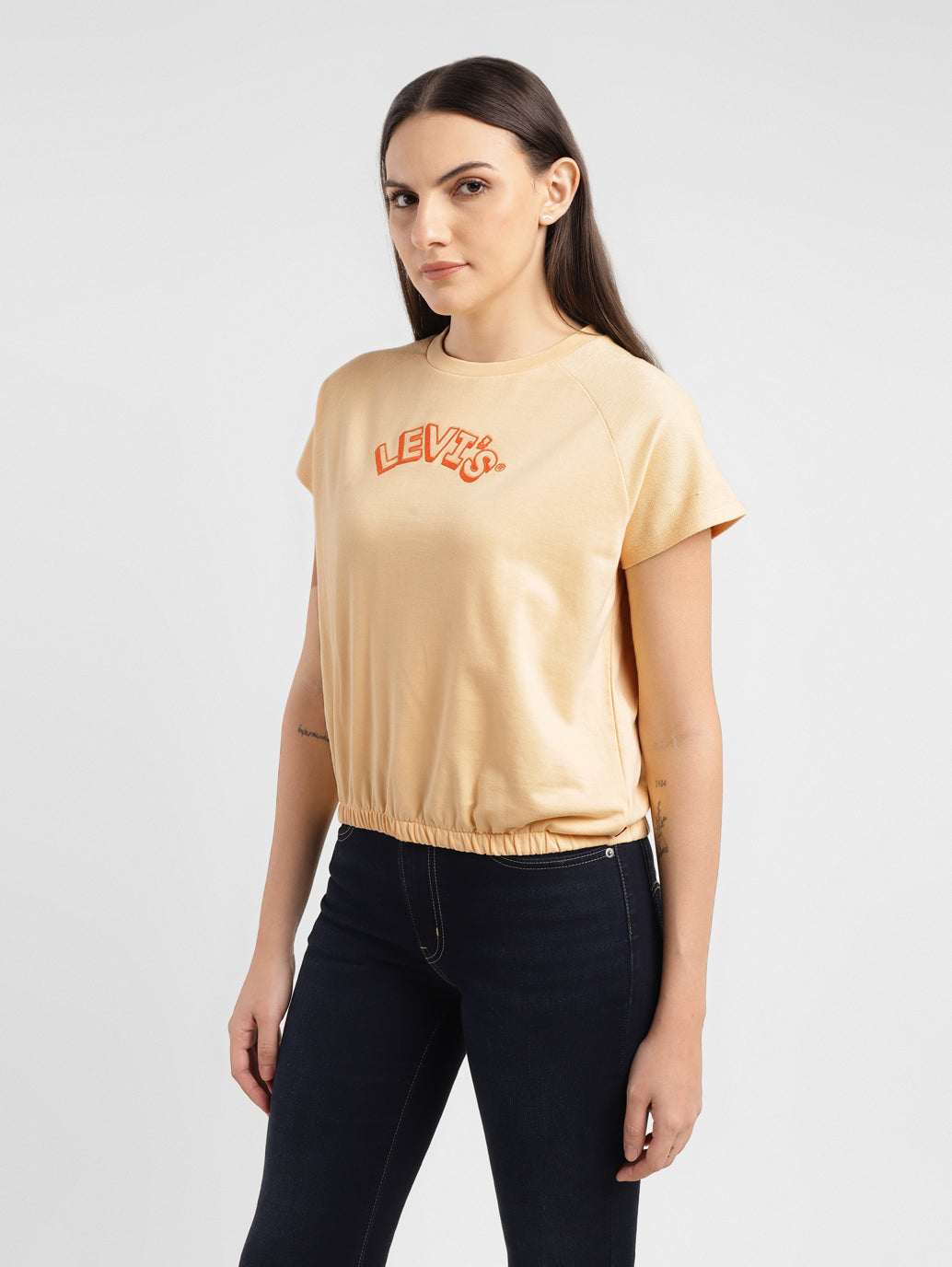 Women's Brand Logo Round Neck T-Shirt