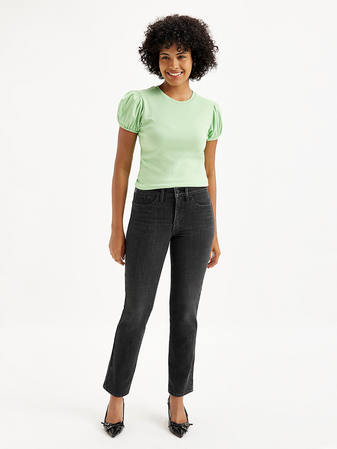 Women's 314 Black Straight Fit High Rise Jeans