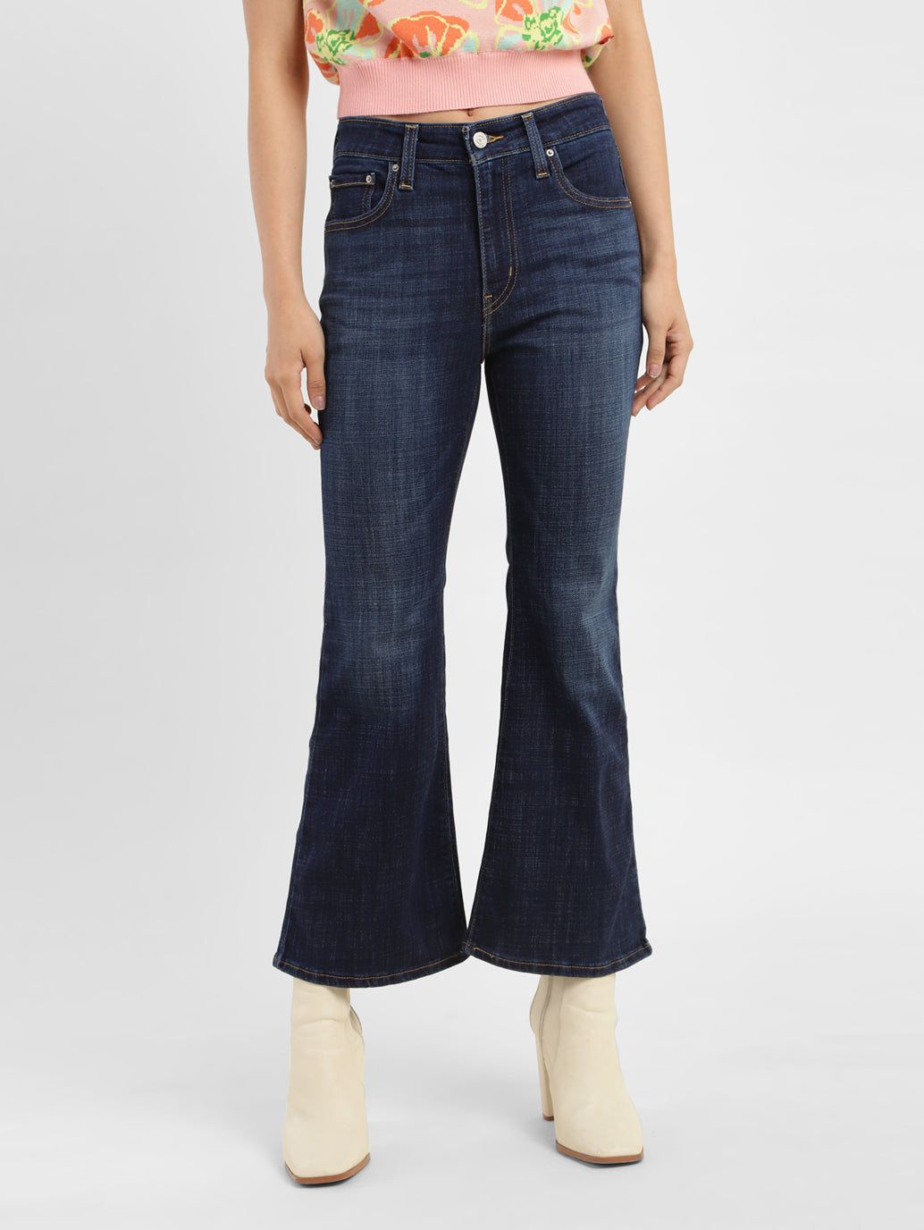 Women's 726 Blue Flared Fit Mid Rise Jeans