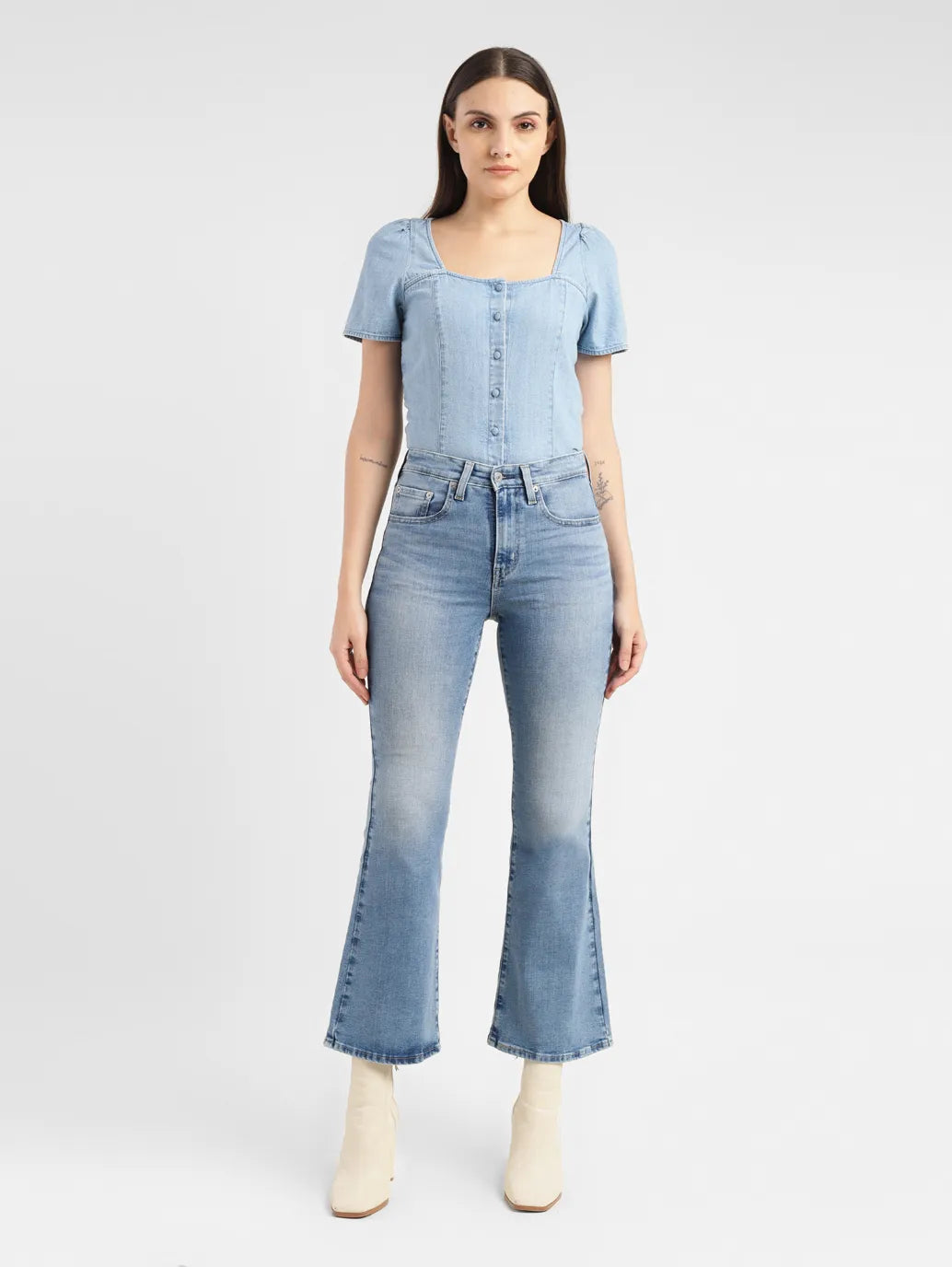 Women's 726 Blue Flared Fit High Rise Jeans