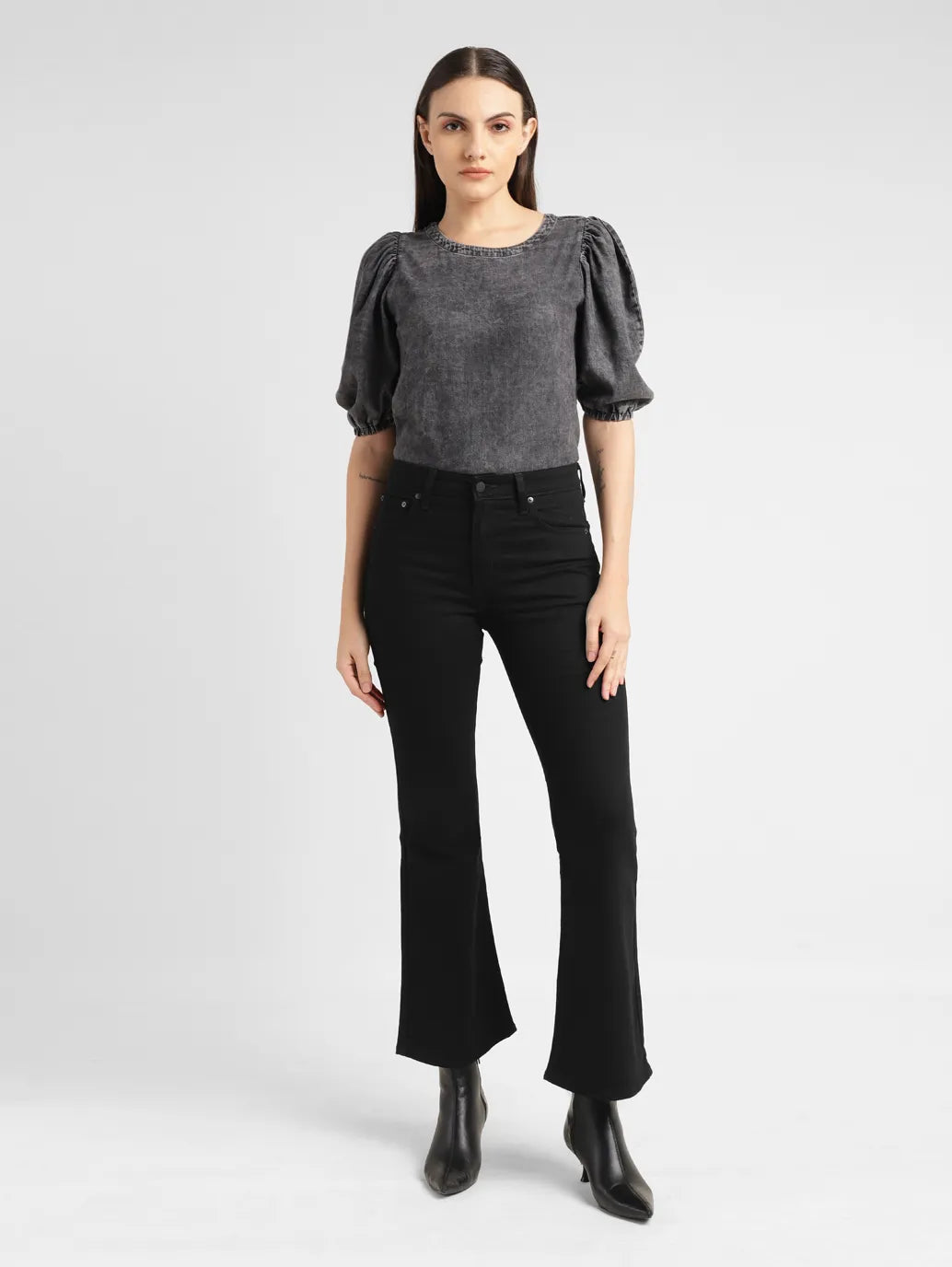Women's 726 Black Flared Fit High Rise Jeans