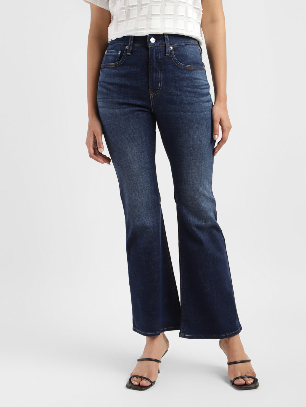 Women's 726 Blue Flared Fit Mid Rise Jeans