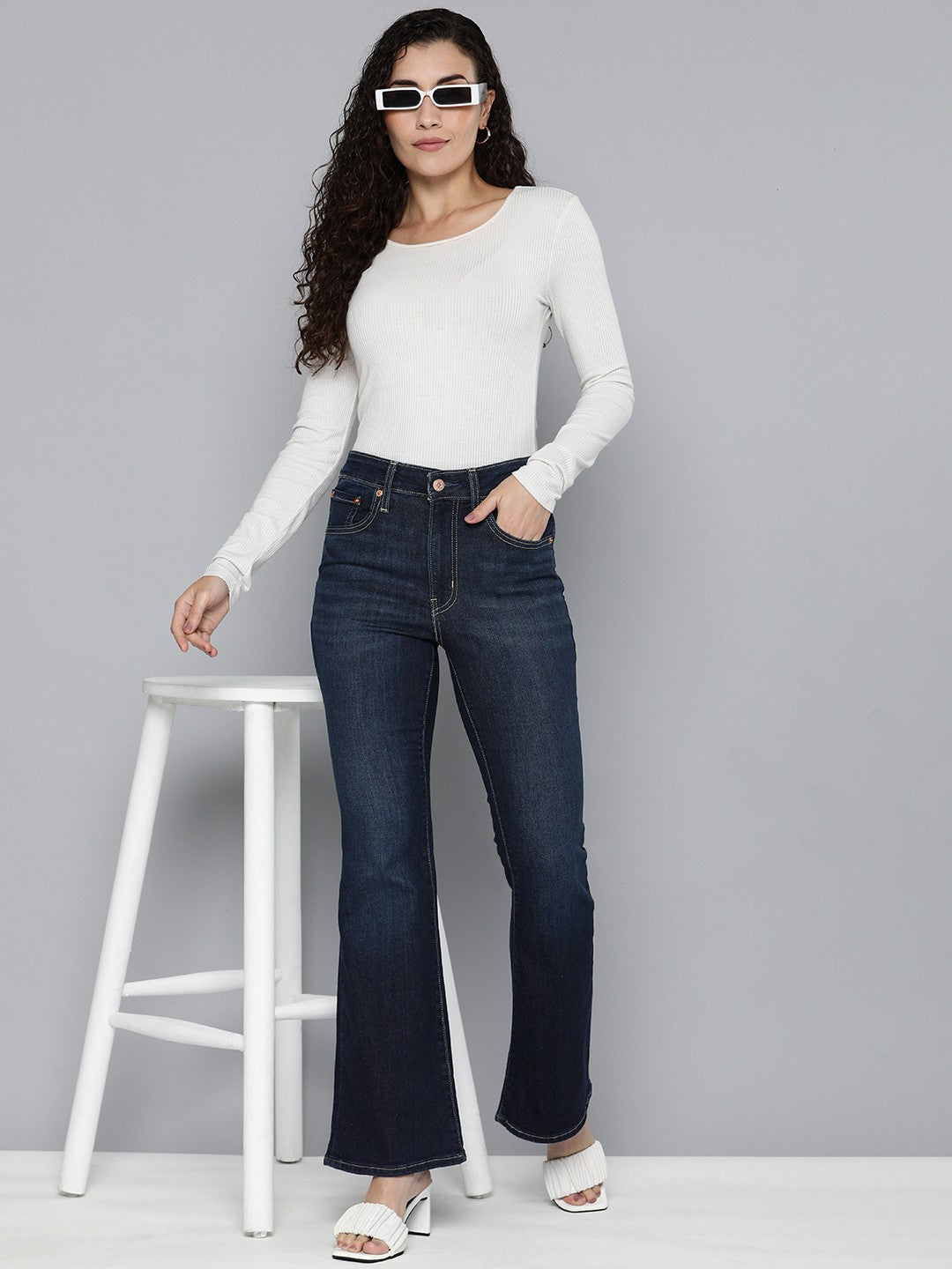 Women's 726 Blue Flared Fit High Rise Jeans