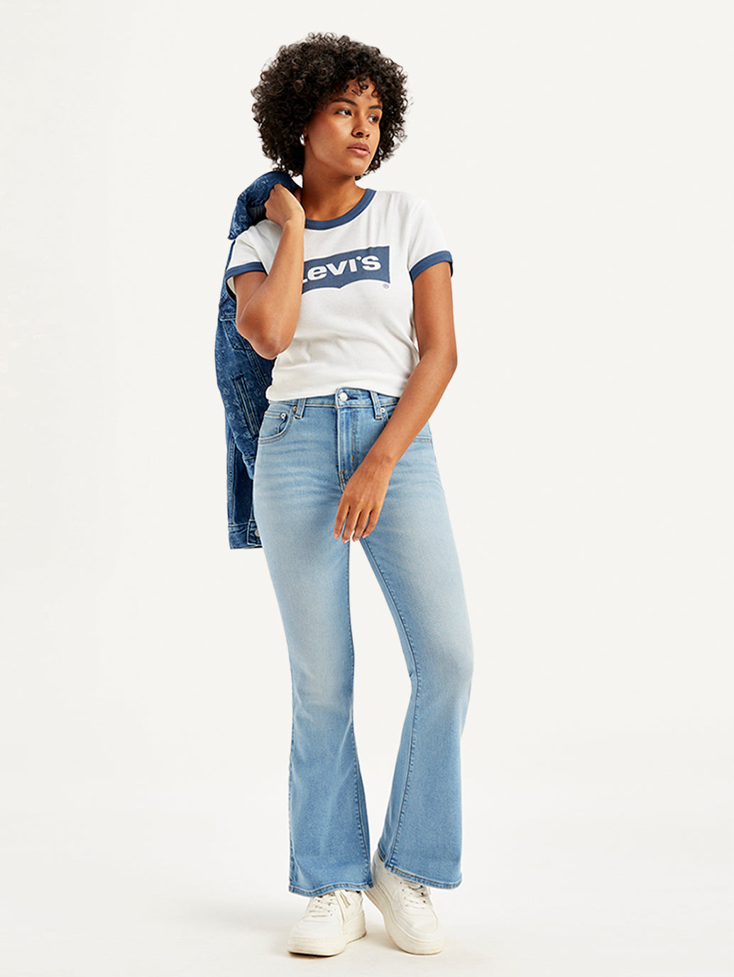 Women's 726 Blue Flared Fit Mid Rise Jeans