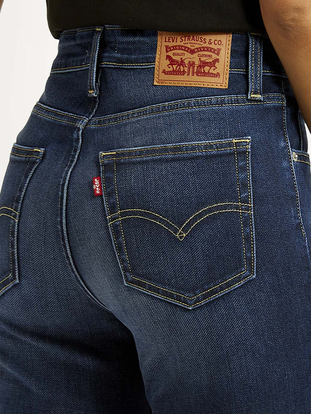 Women's 726 Navy Blue Flared Fit High Rise Jeans - Detail View