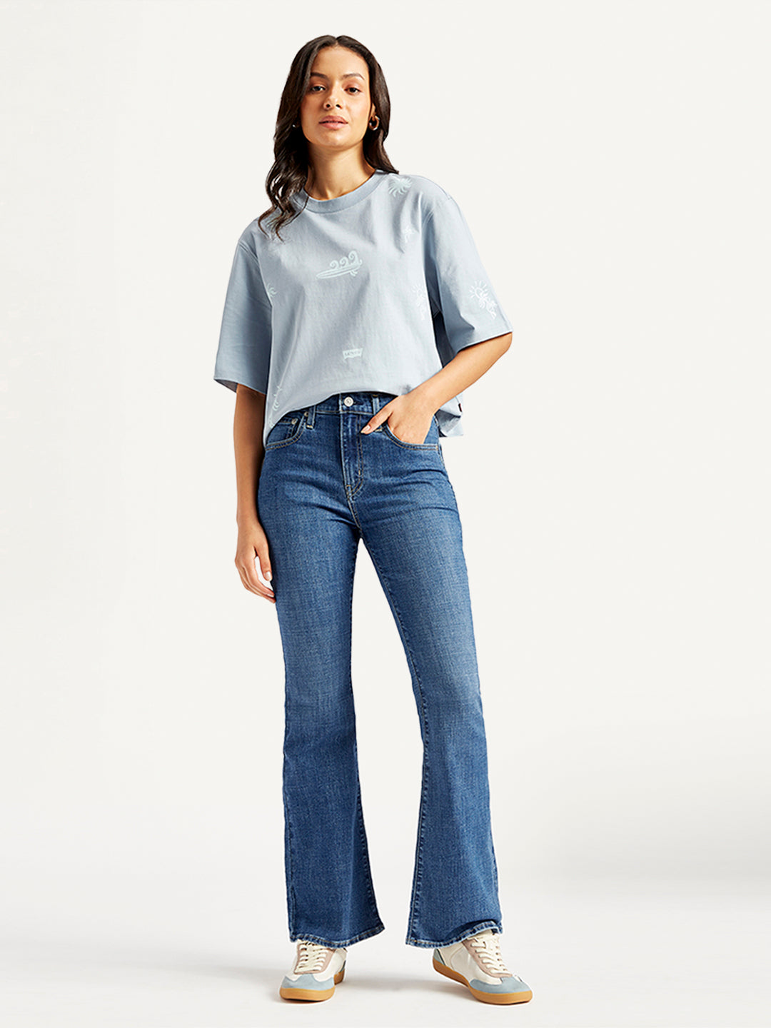 Women's 726 Blue Flared Fit High Rise Jeans