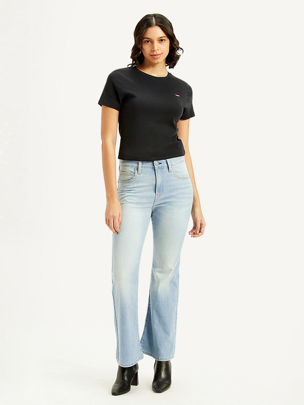 Women's 726 Light Blue Flared Fit Mid Rise Jeans - Front View