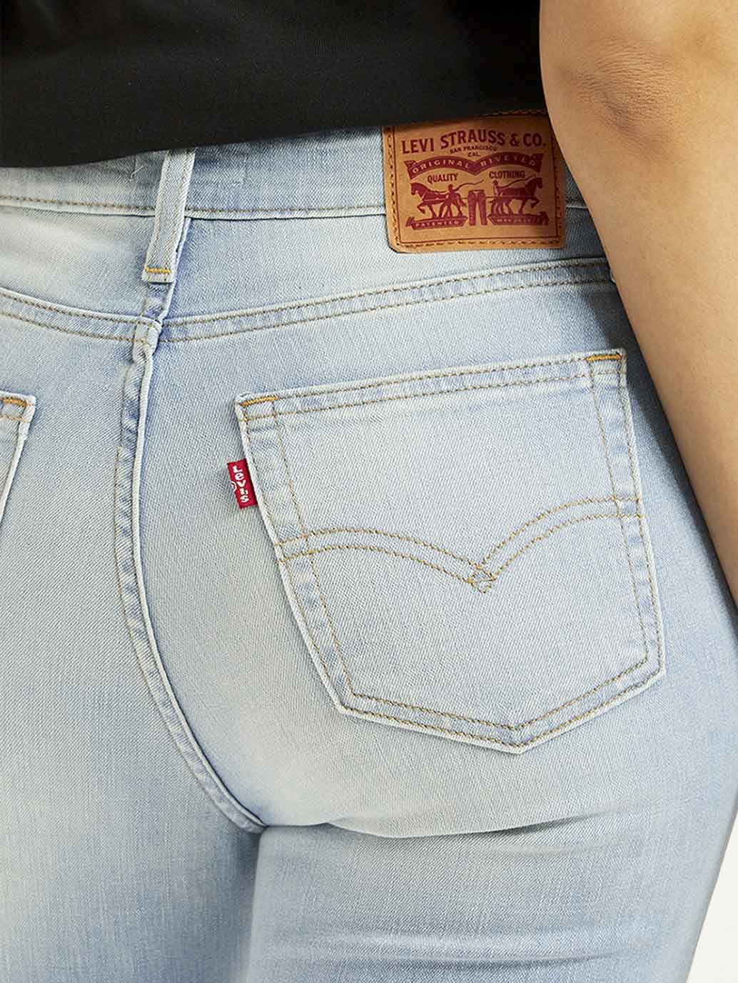 Women's 726 Light Blue Flared Fit Mid Rise Jeans - Detail View