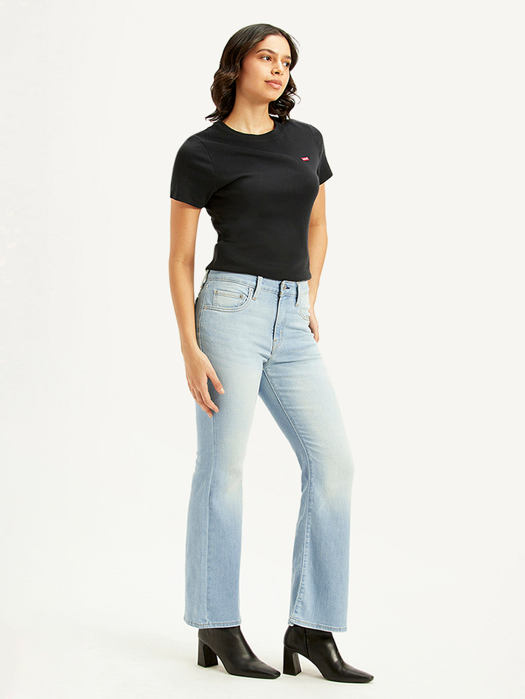 Women's 726 Light Blue Flared Fit Mid Rise Jeans - Side View