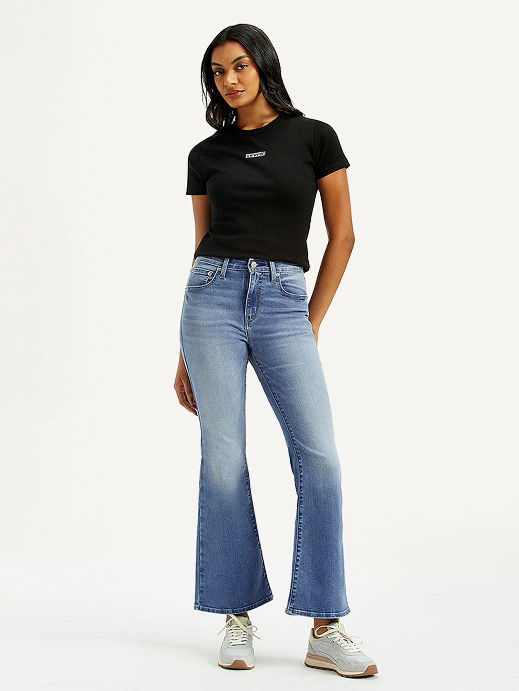 Women's 726 Med Indigo Flared Fit High Rise Jeans - Front View