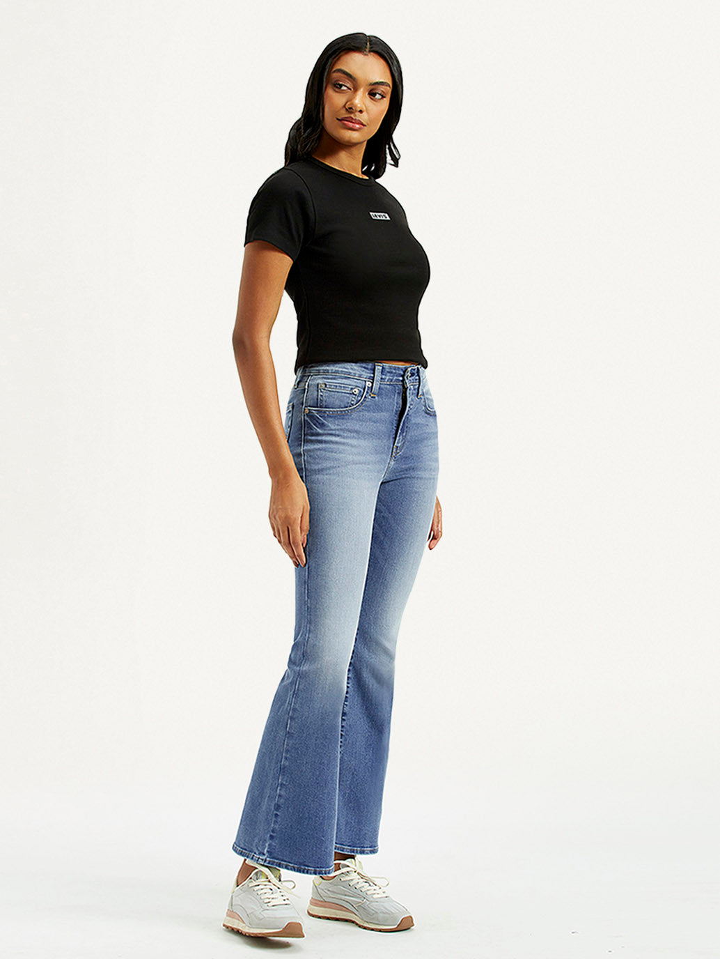 Women's 726 Med Indigo Flared Fit High Rise Jeans - Side View