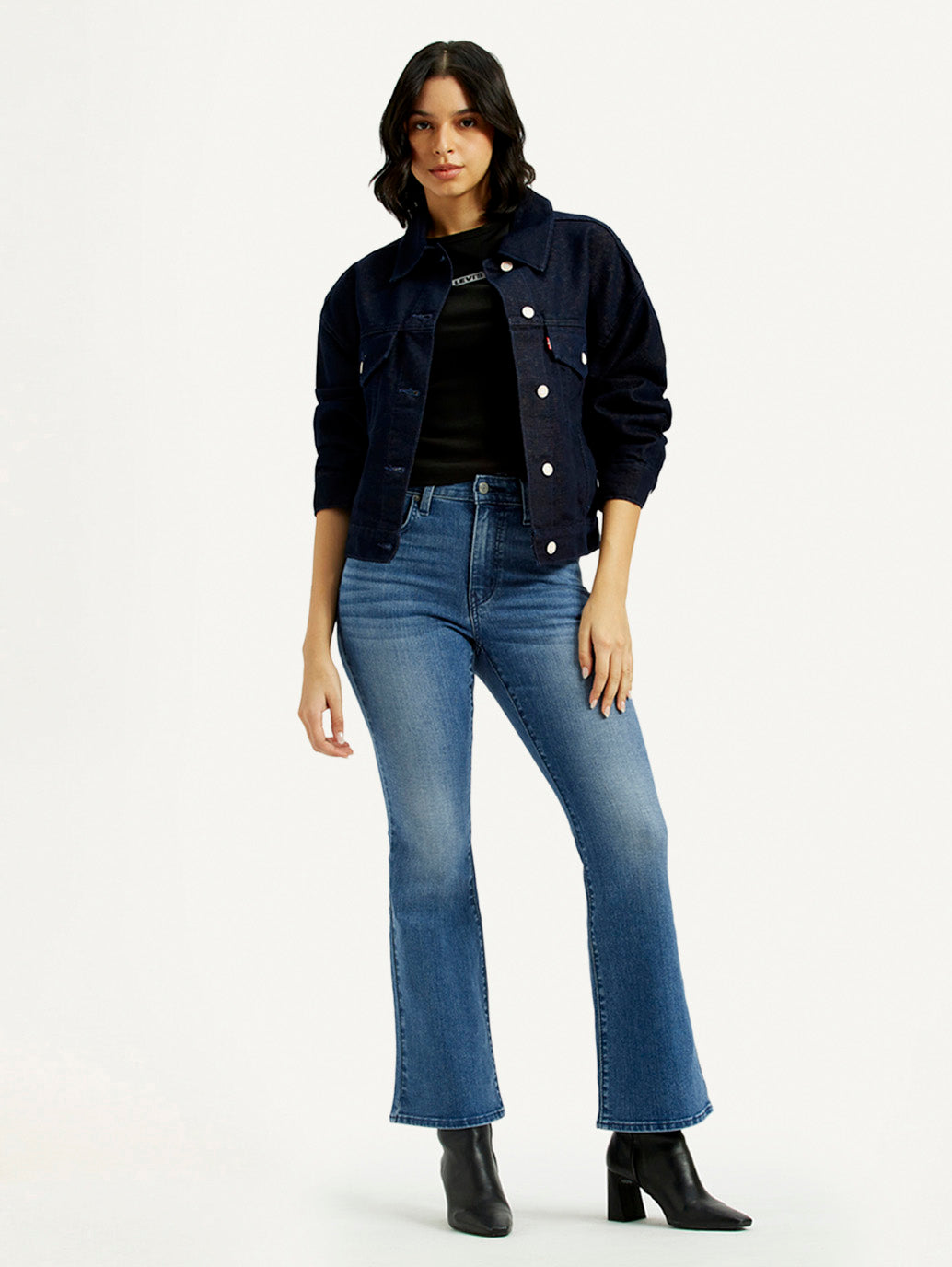 Women's 726 Light Indigo Flared Fit High Rise Jeans - Styleshot View