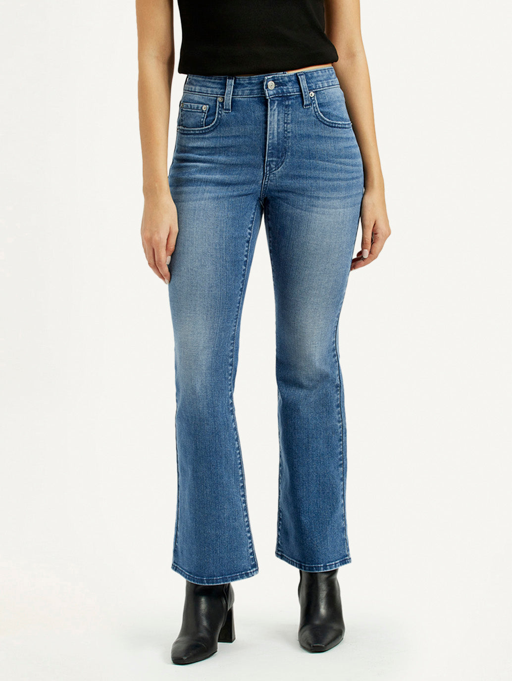 Women's 726 Med Indigo Flared Fit High Rise Jeans - Front View