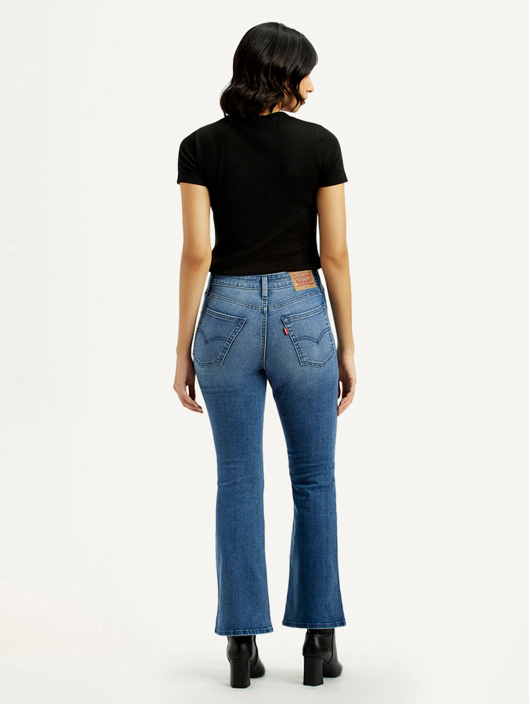 Women's 726 Med Indigo Flared Fit High Rise Jeans - Back View