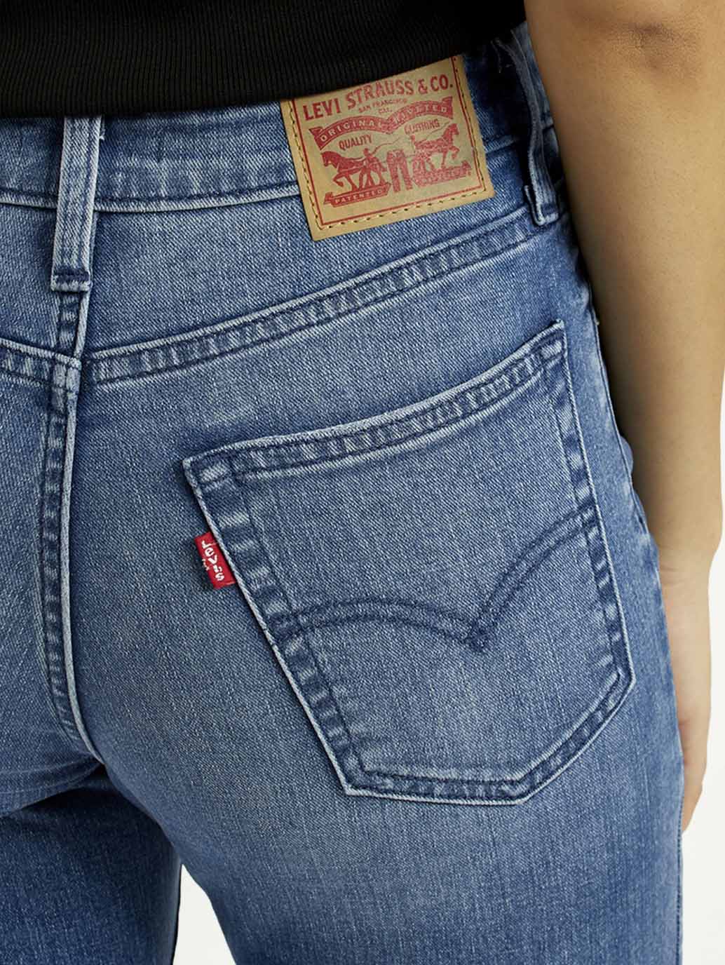 Women's 726 Light Indigo Flared Fit High Rise Jeans - Detail View