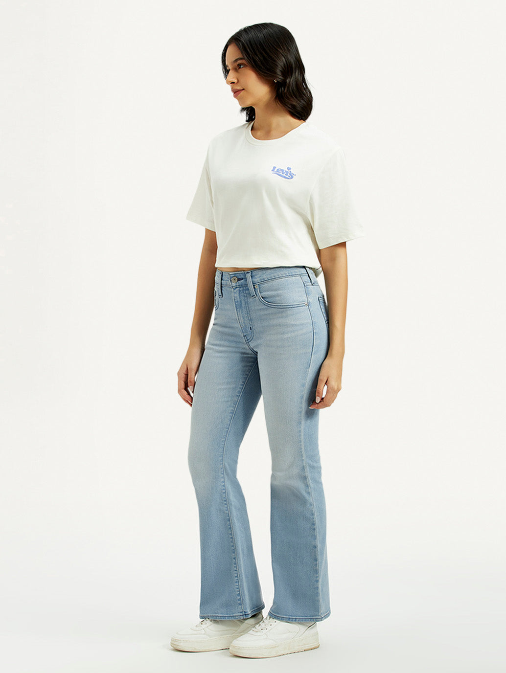 Women's 726 Light Indigo Flared Fit High Rise Jeans - Side View