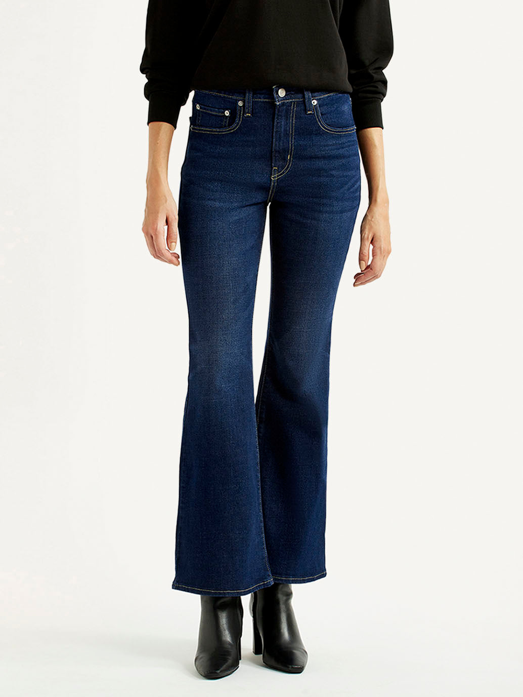 Women's 726 Navy Slim Flared Fit High Rise Jeans - Front View