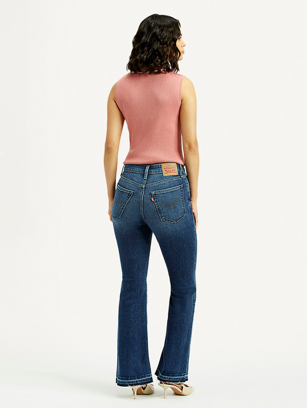 Women's 726 Blue Flared Fit High Rise Jeans - Back View