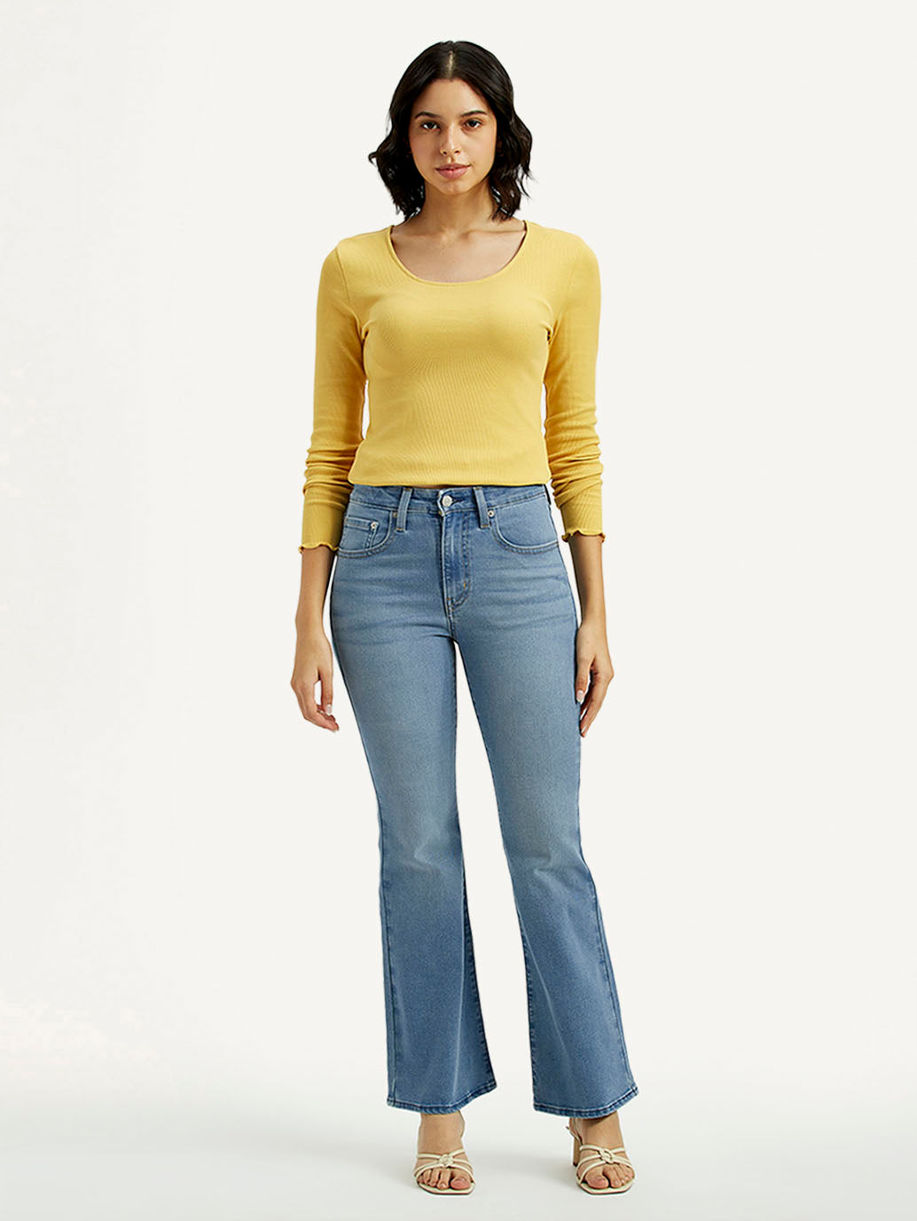 Women's 726 Med Indigo Flared Fit High Rise Jeans - Front View