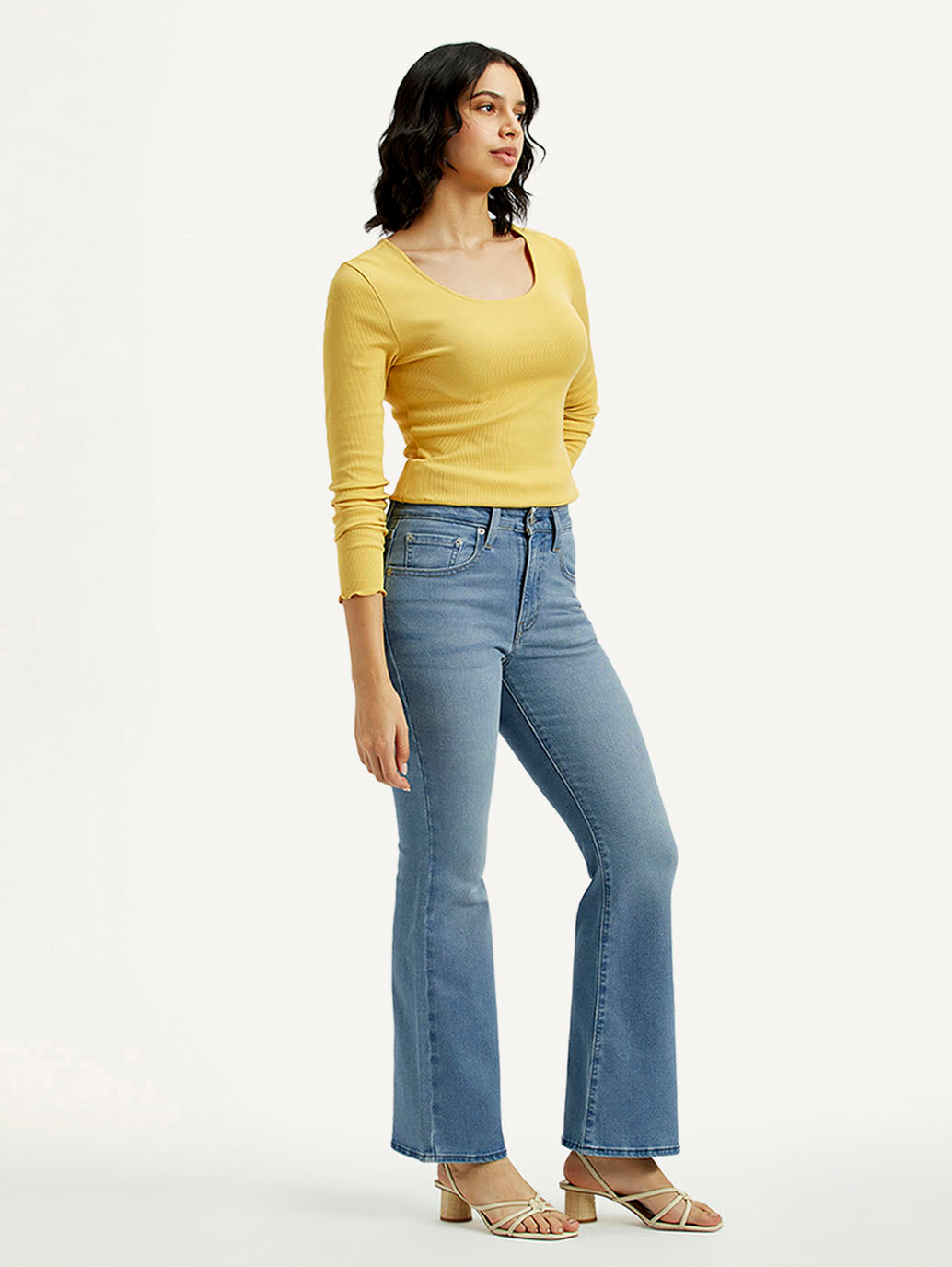 Women's 726 Med Indigo Flared Fit High Rise Jeans - Side View