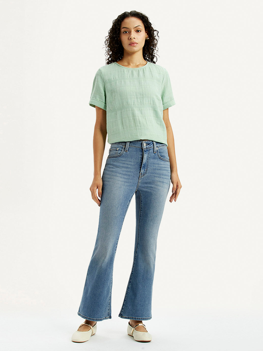 Women's 726 Blue Slim Flare Fit High Rise Jeans - Front View