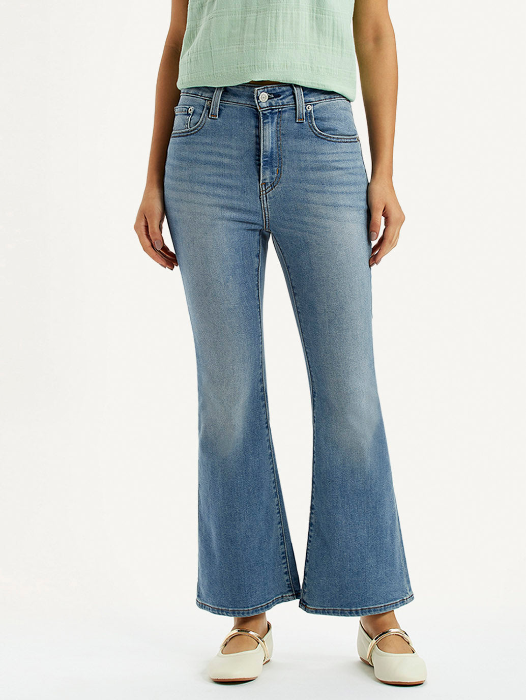 Women's 726 Blue Slim Flare Fit High Rise Jeans - Front View