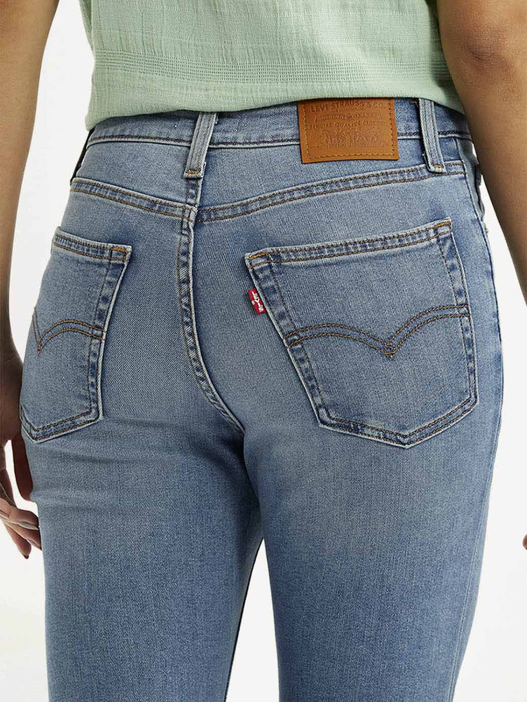 Women's 726 Blue Slim Flare Fit High Rise Jeans - Detail View