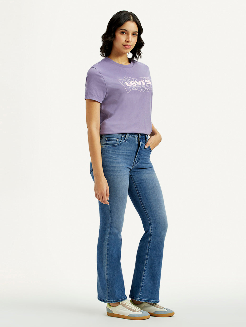 Women's 726 Mid Indigo Flared Fit High Rise Jeans - Side View