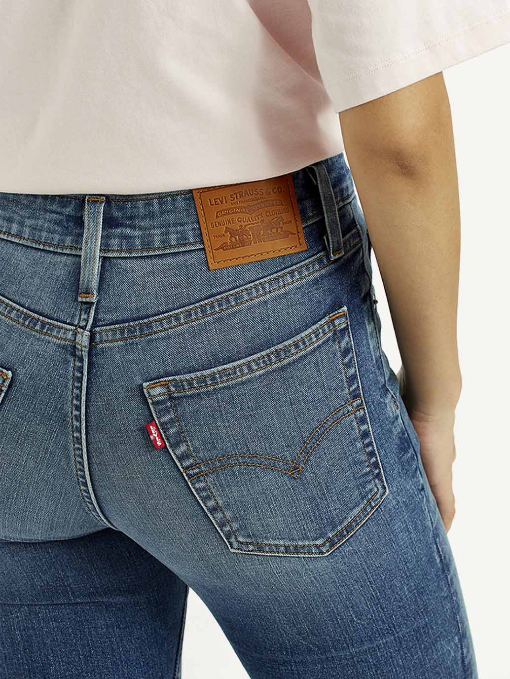 Women's 726 Blue Flared Fit High Rise Jeans - Detail View