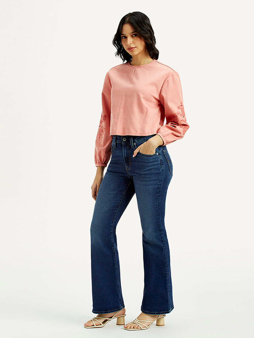 Women's 726 Dark Indigo Flared Fit High Rise Jeans - Side View