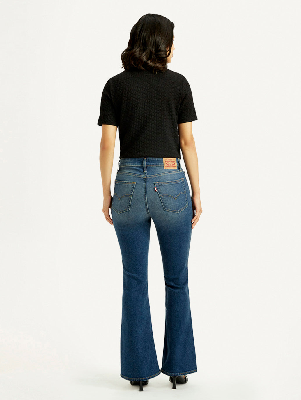 Women's 726 Med Indigo Flared Fit Mid Rise Jeans - Back View