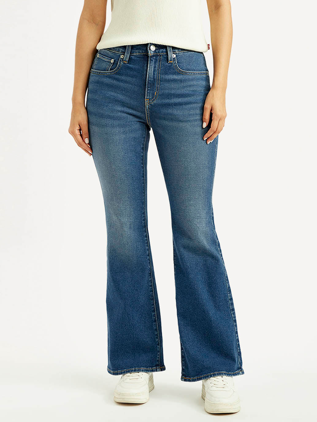 Women's 726 Blue Slim Flared Fit Mid Rise Jeans - Front View