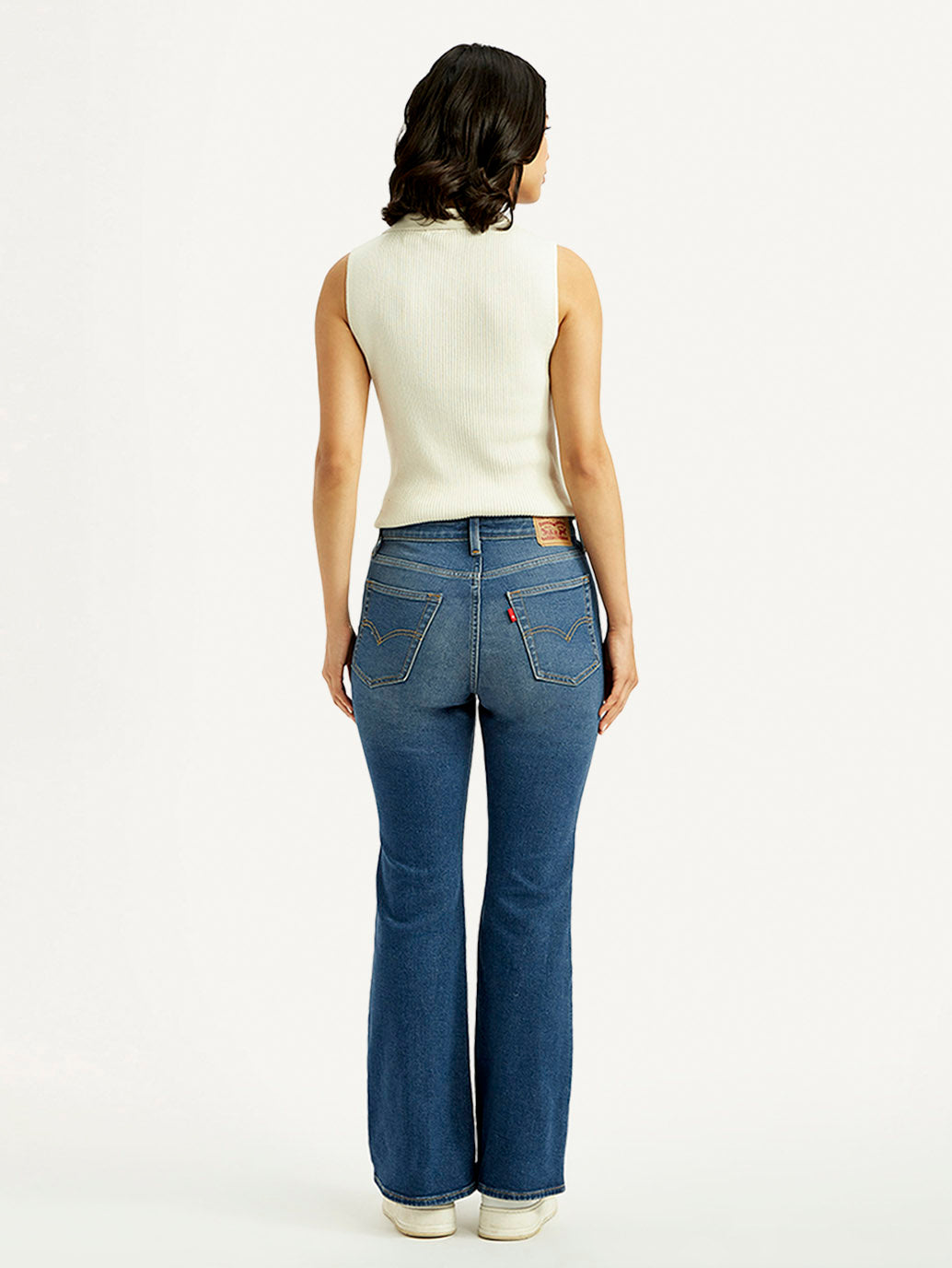 Women's 726 Blue Slim Flared Fit Mid Rise Jeans - Back View