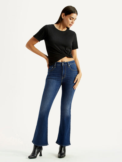 levi's Women's 726 Dark Blue Flared Fit High Rise Jeans-picture-24