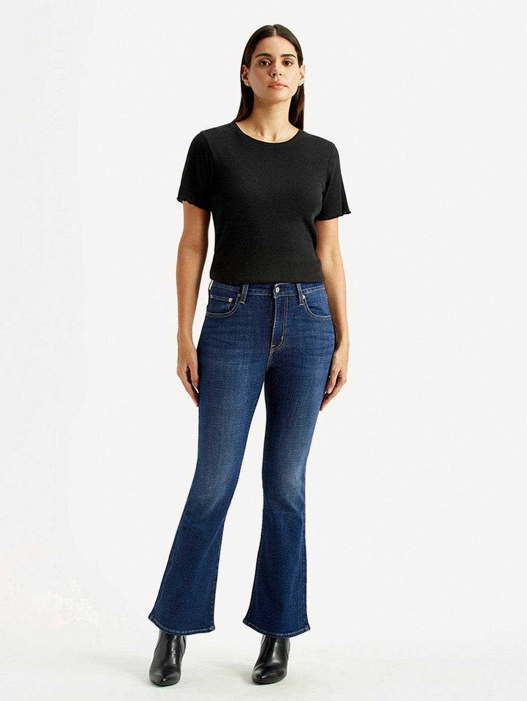 Women's 726 Dark Indigo Flared Fit High Rise Jeans - Front View