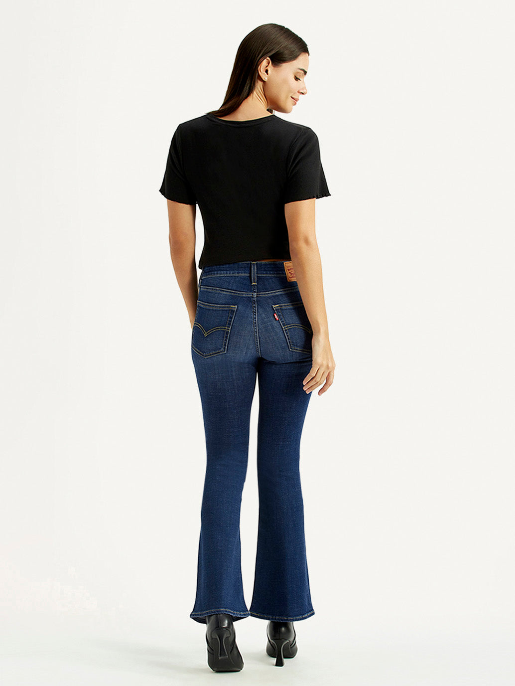 Women's 726 Dark Indigo Flared Fit High Rise Jeans - Back View
