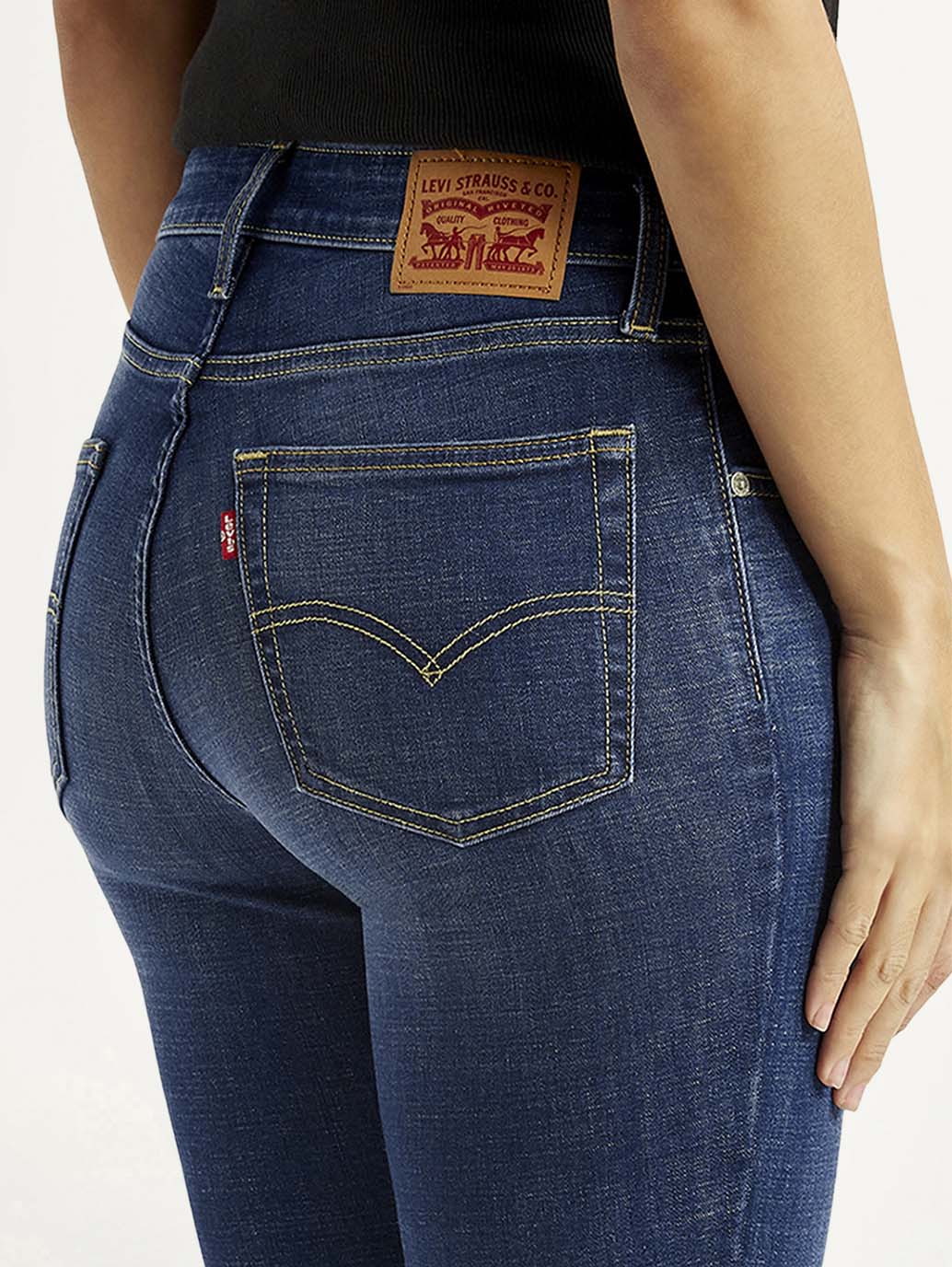 Women's 726 Dark Indigo Flared Fit High Rise Jeans - Detail View