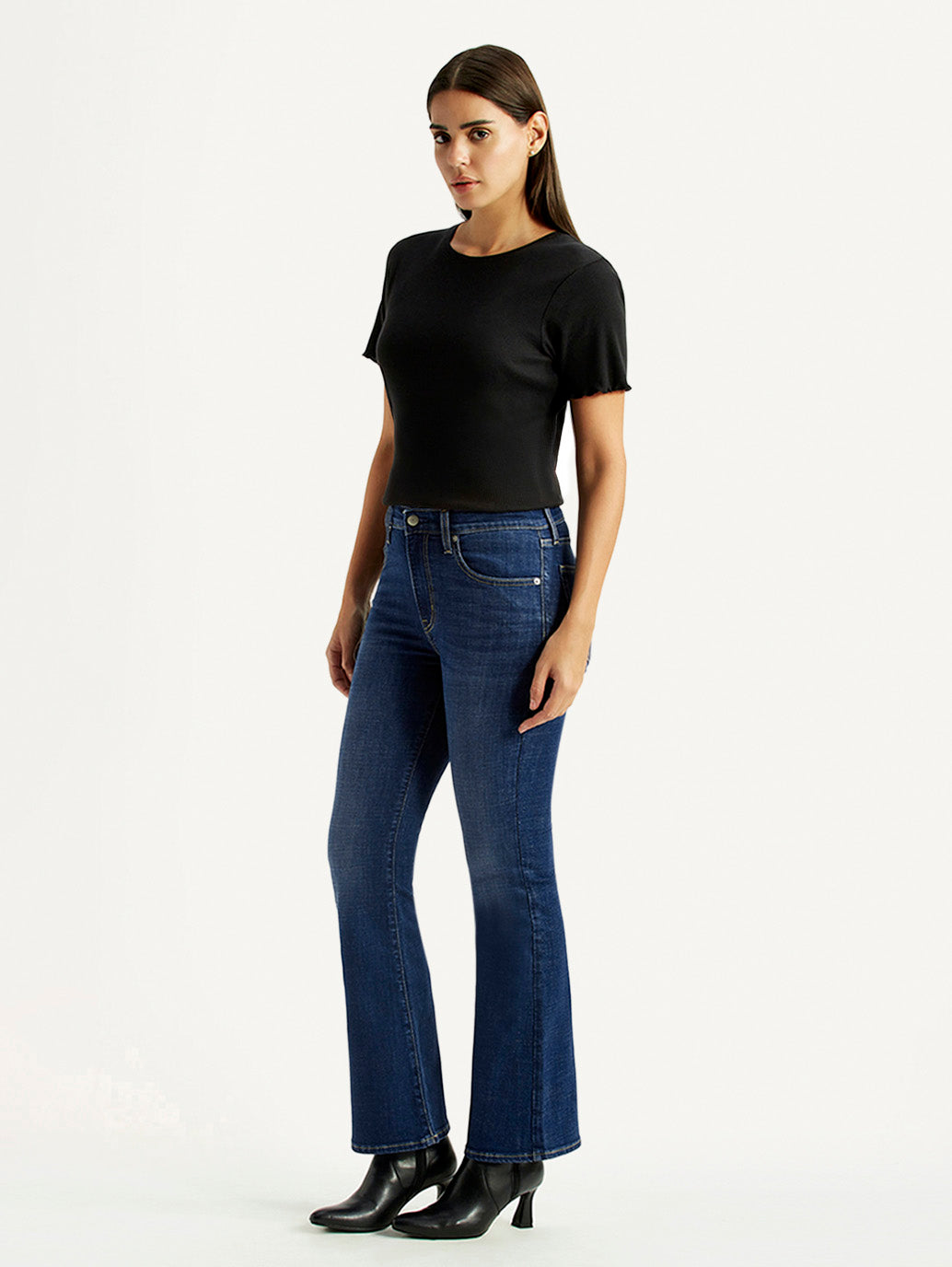 Women's 726 Dark Indigo Flared Fit High Rise Jeans - Side View