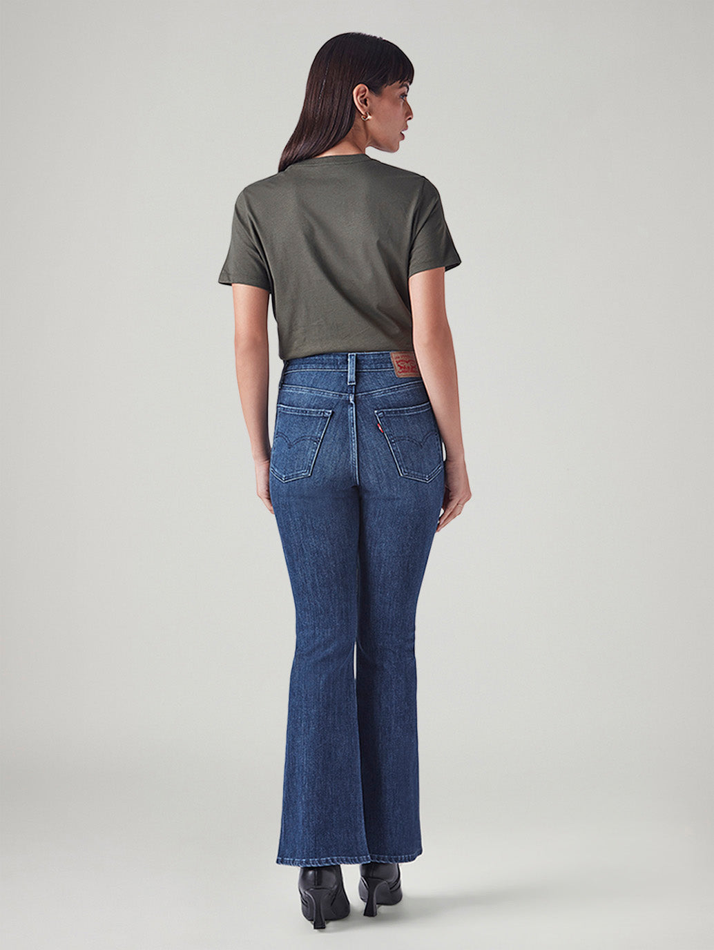 Women's 726 Blue Flared Fit High Rise Jeans - Back View