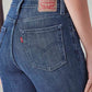 Women's 726 Blue Flared Fit High Rise Jeans - Detail View