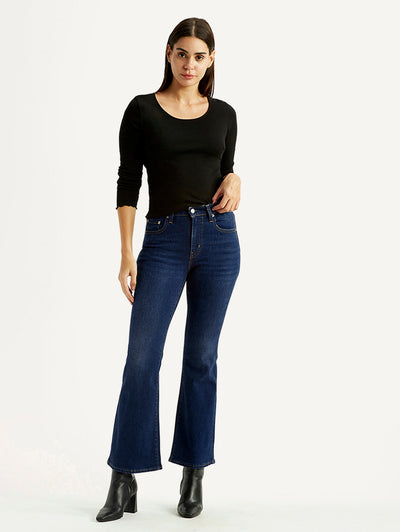 levi's Women's 726 Dark Blue Flared Fit Mid Rise Jeans-picture-22