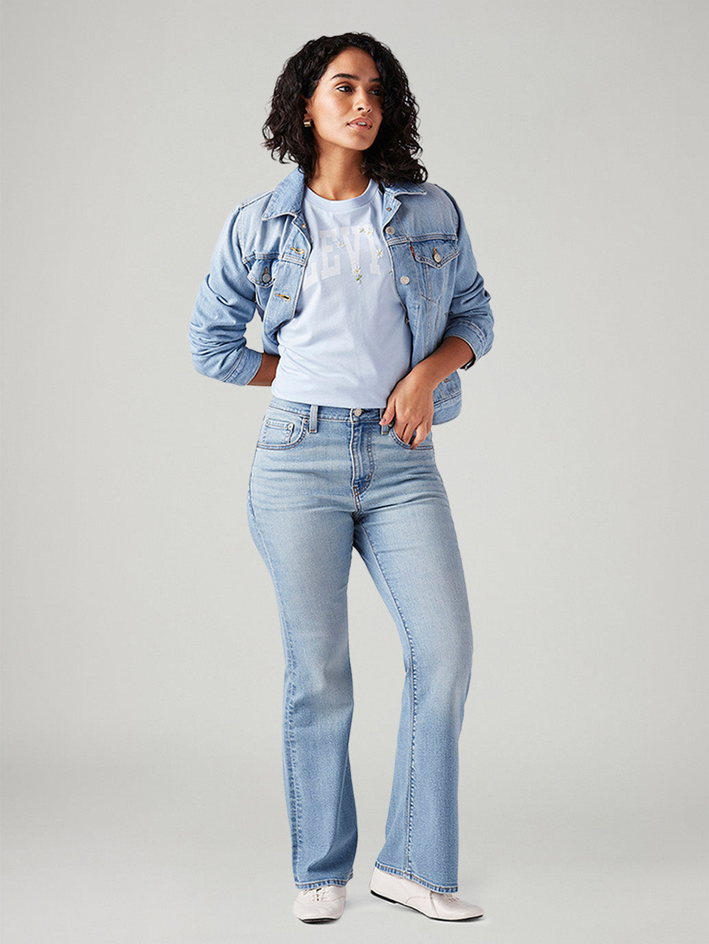 Women's 726 Light Blue Flared Fit High Rise Jeans