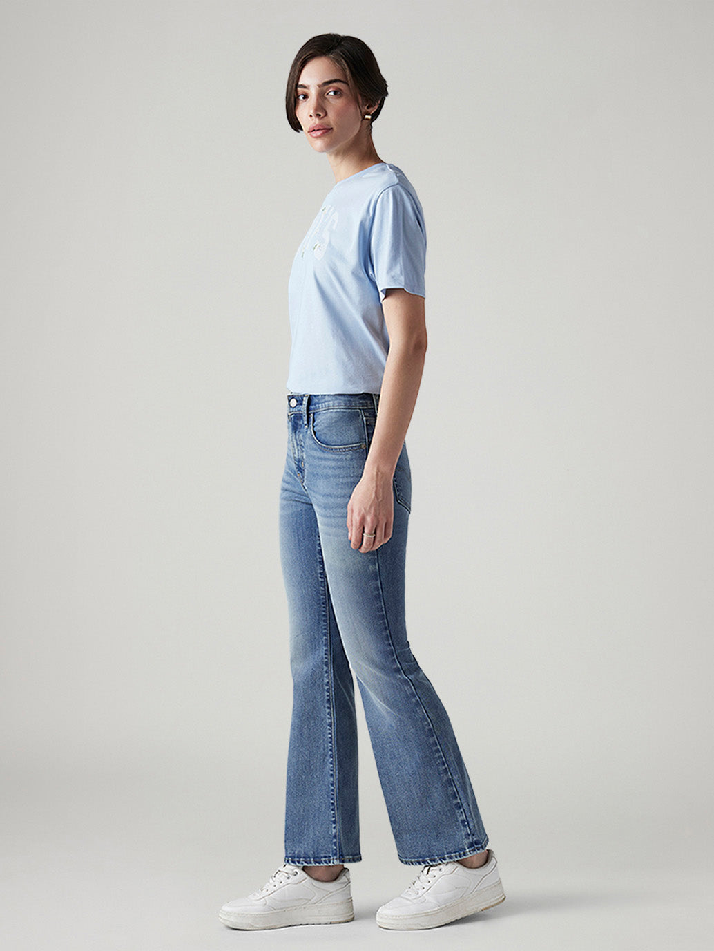 Women's 726 Med Indigo Flared Fit High Rise Jeans - Side View